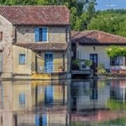 Charming small stone houses of Borghetto sul Mincio, nestled along the Mincio River.