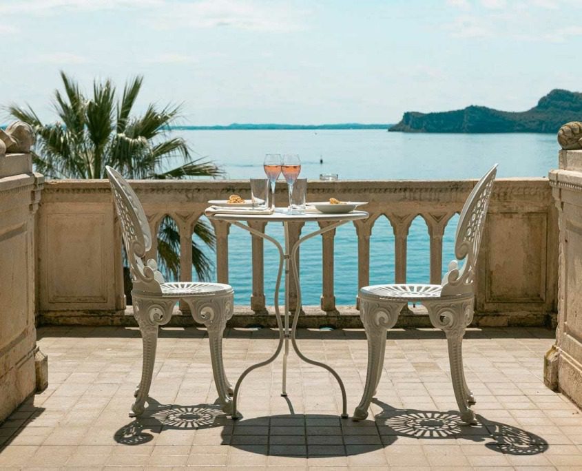 View from the terrace of Villa Borghese Cavazza overlooking Lake Garda.