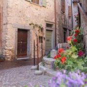 Circular Scala Tonda staircase in Pieve di Tremosine village.