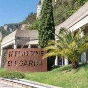 Metal street sign for Pieve di Tremosine village.