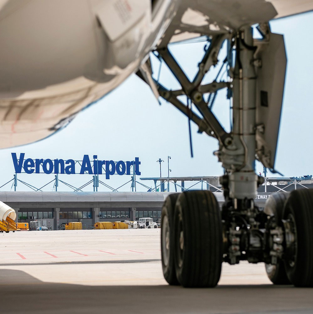 View from the runway at Verona Airport, nearest airport to Lake Garda.