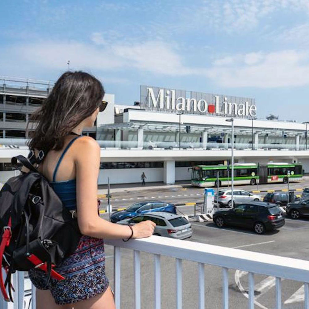 View to the Linate Airport, one of the international airports near Lake Garda.