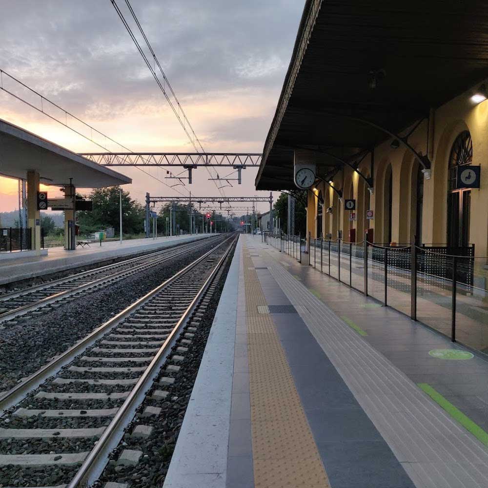 View of Desenzano del Garda train station from the platform.