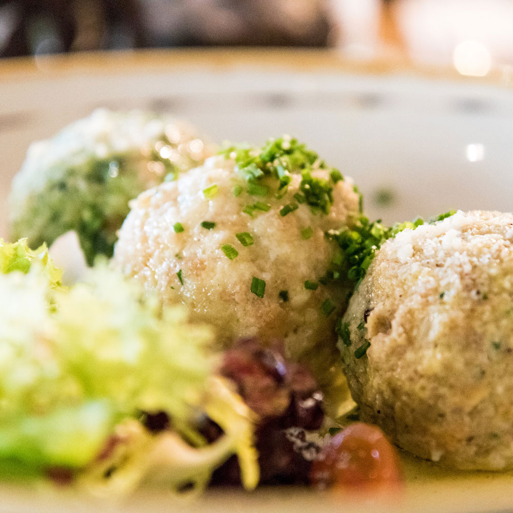 Canederli – a typical dish from the Trentino shores of Lake Garda.