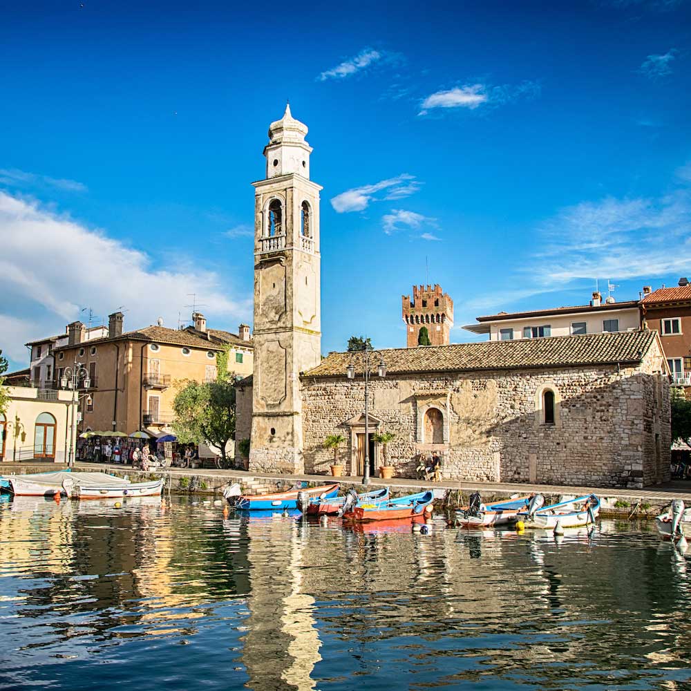 View of the old harbor of Lazise in Lake Garda.