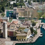 View from above to Apponale Tower in center of Riva del Garda.