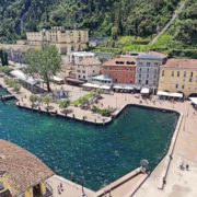 Panoramic view from Apponale Tower in center of Riva del Garda.