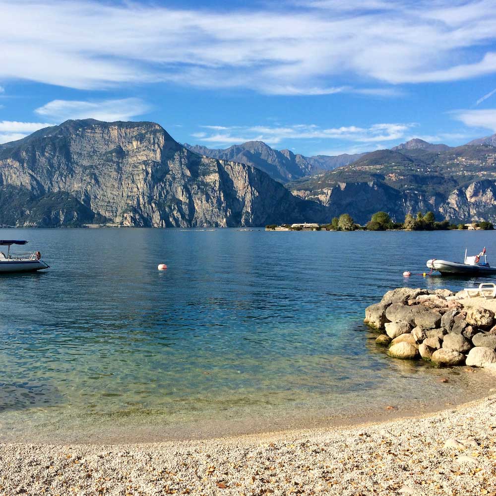 Small hidden beach at Porto di Brenzone, on Lake Garda