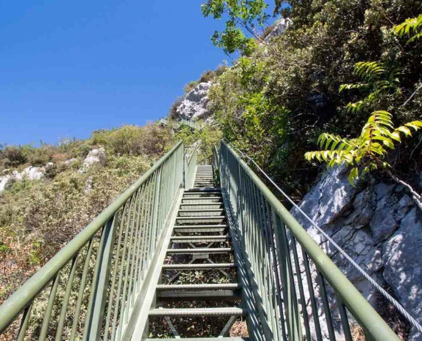 Stairs up to Busatte Tempesta Panoramic Path