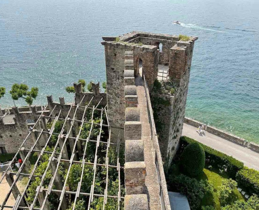 Panoramic view to Lake Garda from Torri del Benaco Castle.