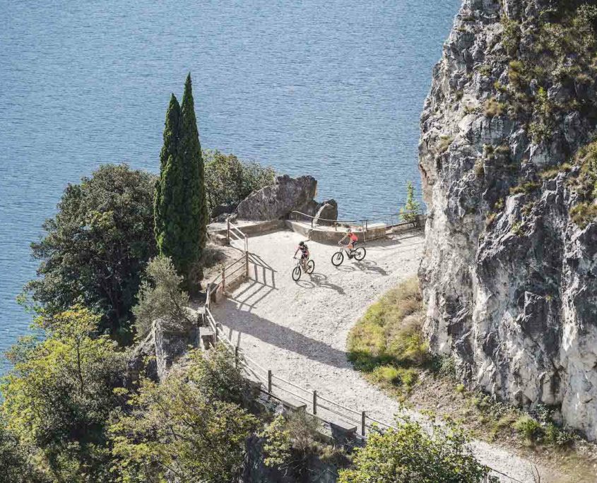 Panoramic view from above to old Ponale Road, Lake Garda